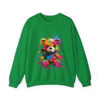 Thumbnail for Teddy Bear Paint Splatter Crewneck Sweatshirt for Unique Style