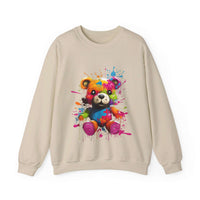 Thumbnail for Teddy Bear Paint Splatter Crewneck Sweatshirt for Unique Style