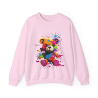 Thumbnail for Teddy Bear Paint Splatter Crewneck Sweatshirt for Unique Style