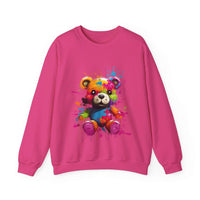 Thumbnail for Teddy Bear Paint Splatter Crewneck Sweatshirt for Unique Style