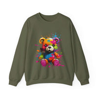 Thumbnail for Teddy Bear Paint Splatter Crewneck Sweatshirt for Unique Style