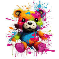 Thumbnail for Teddy Bear Paint Splatter Crewneck Sweatshirt for Unique Style