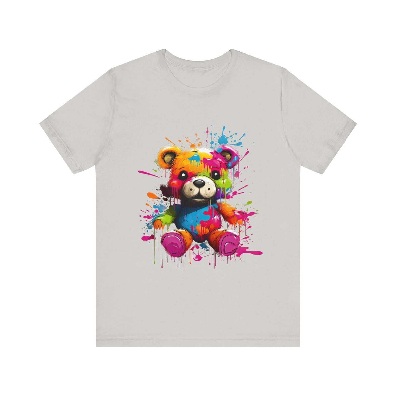 Teddy Bear Paint Splatter T-Shirt for a Colorful Statement