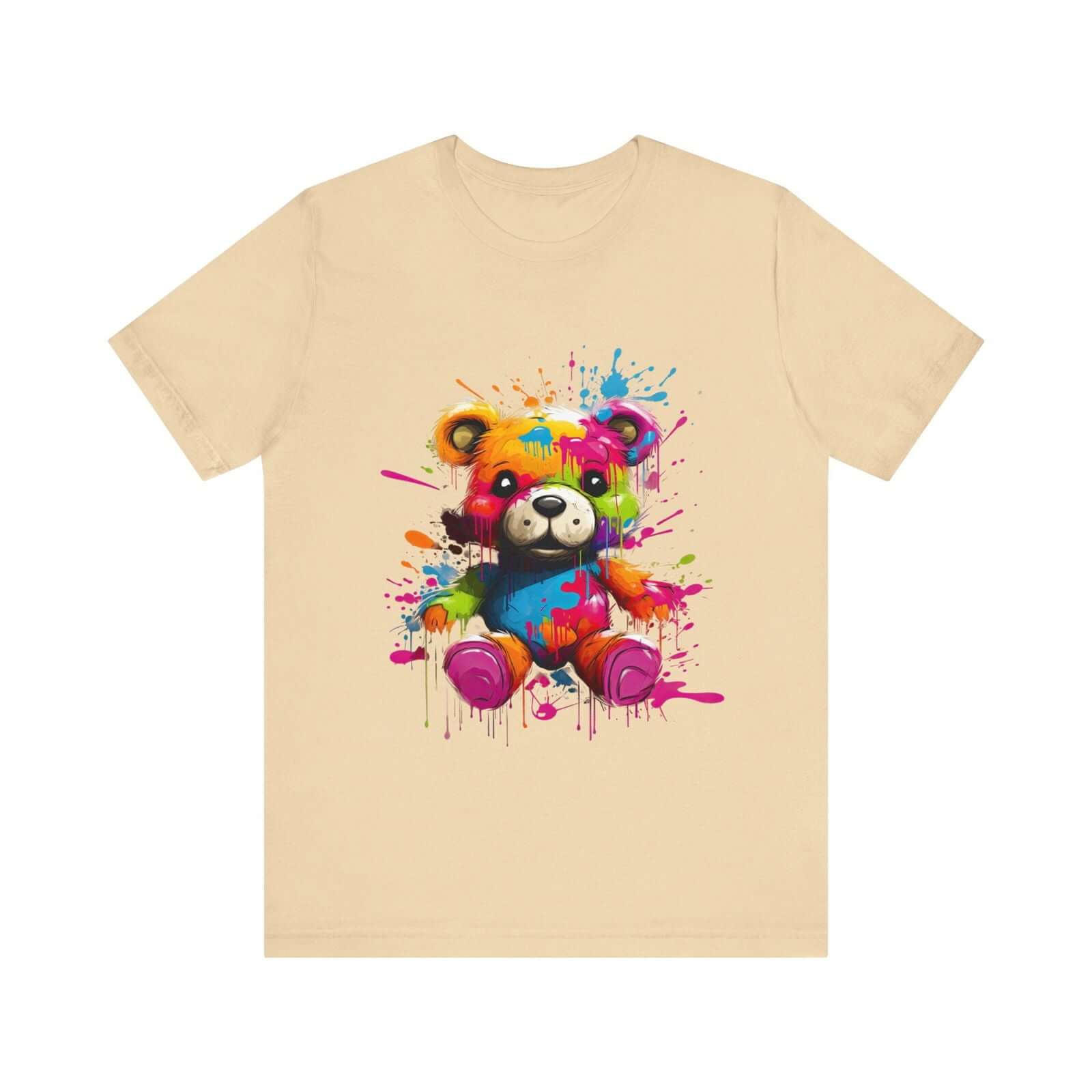 Teddy Bear Paint Splatter T-Shirt for a Colorful Statement