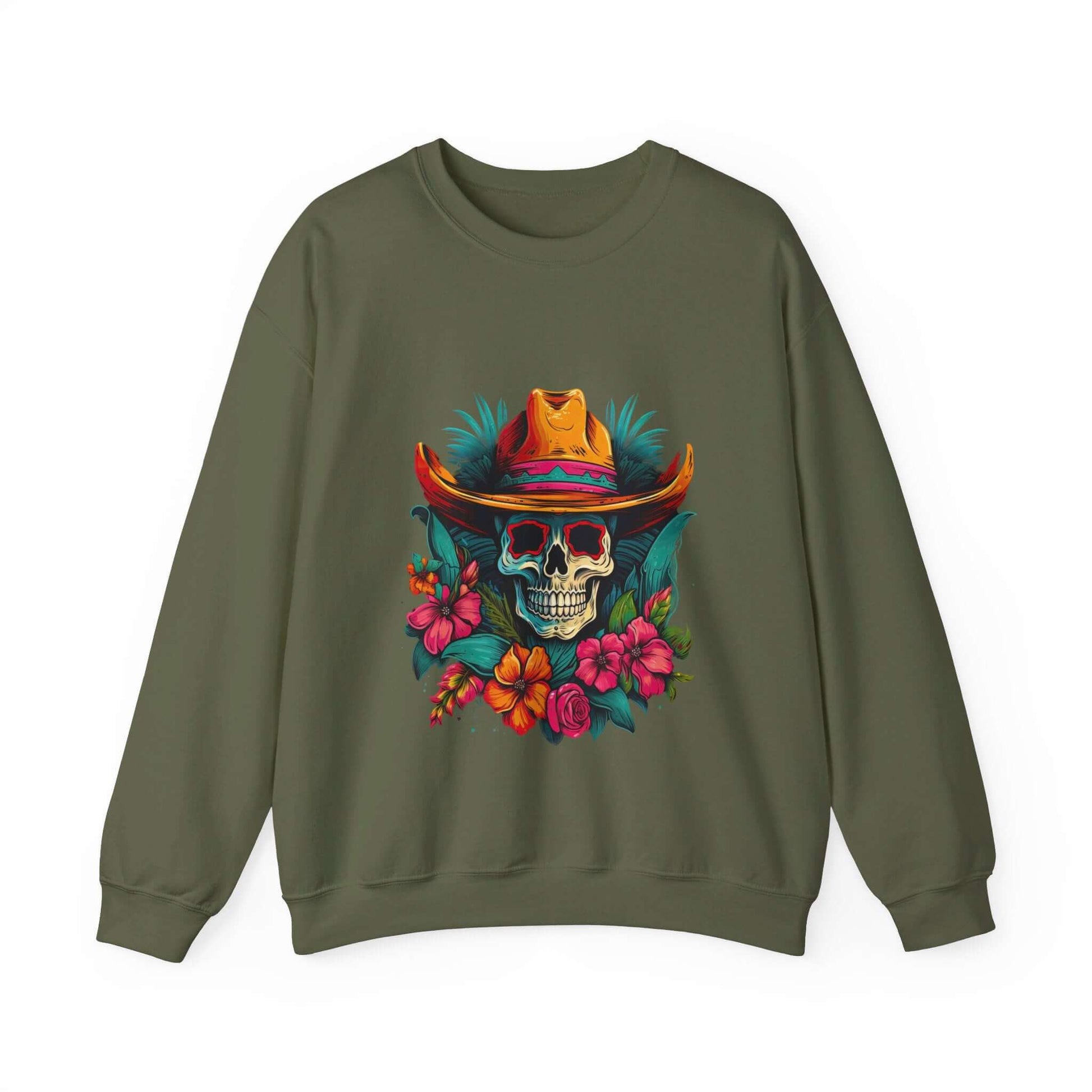 Tropical Cowboy Skull Sweatshirt: Bold and Unique Western Flair