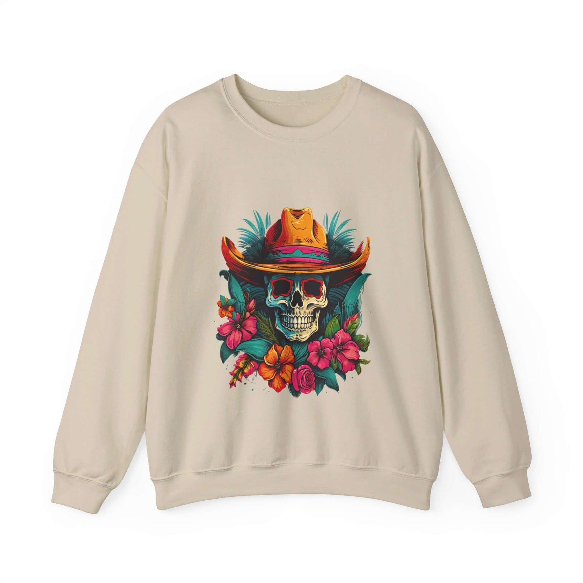 Tropical Cowboy Skull Sweatshirt: Bold and Unique Western Flair