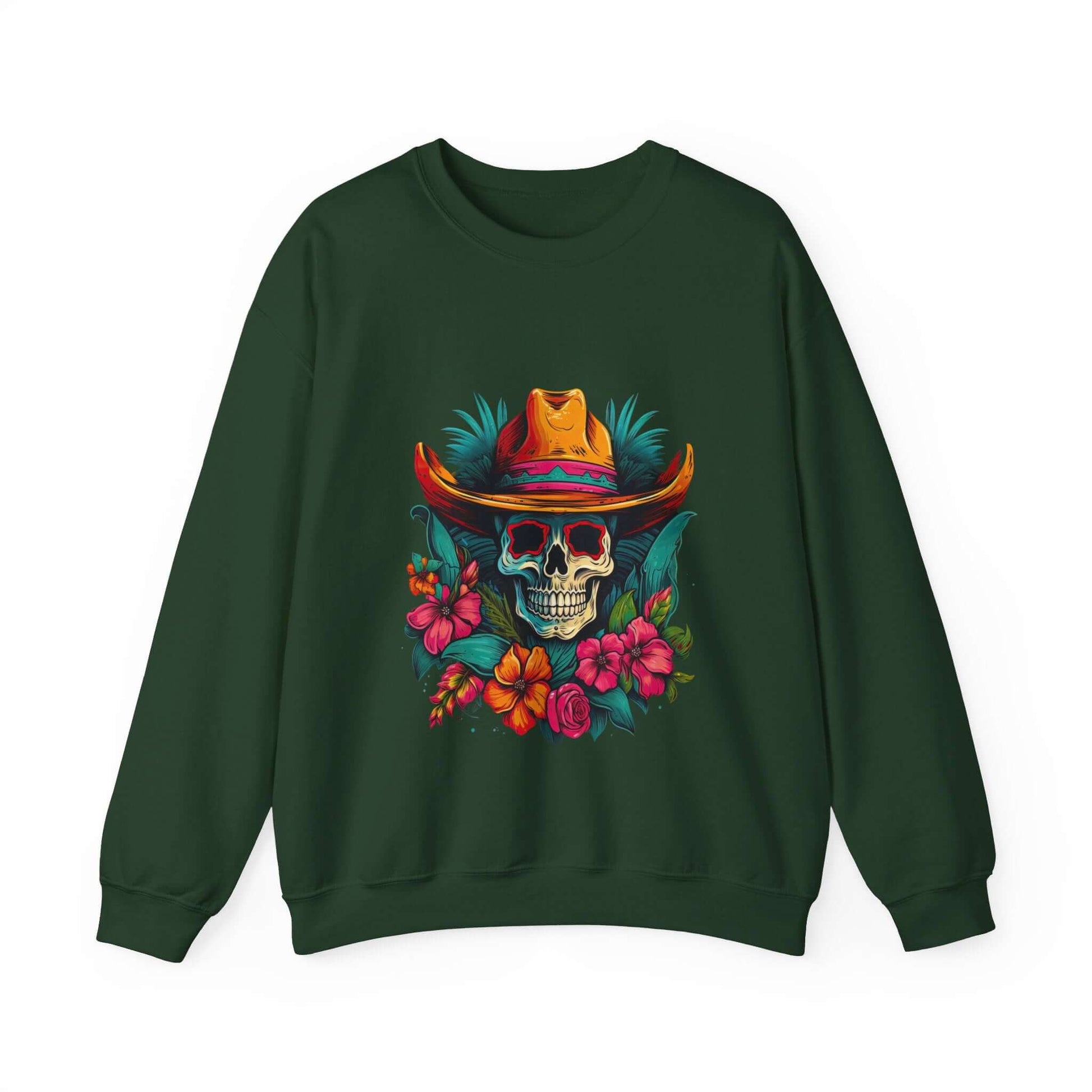 Tropical Cowboy Skull Sweatshirt: Bold and Unique Western Flair