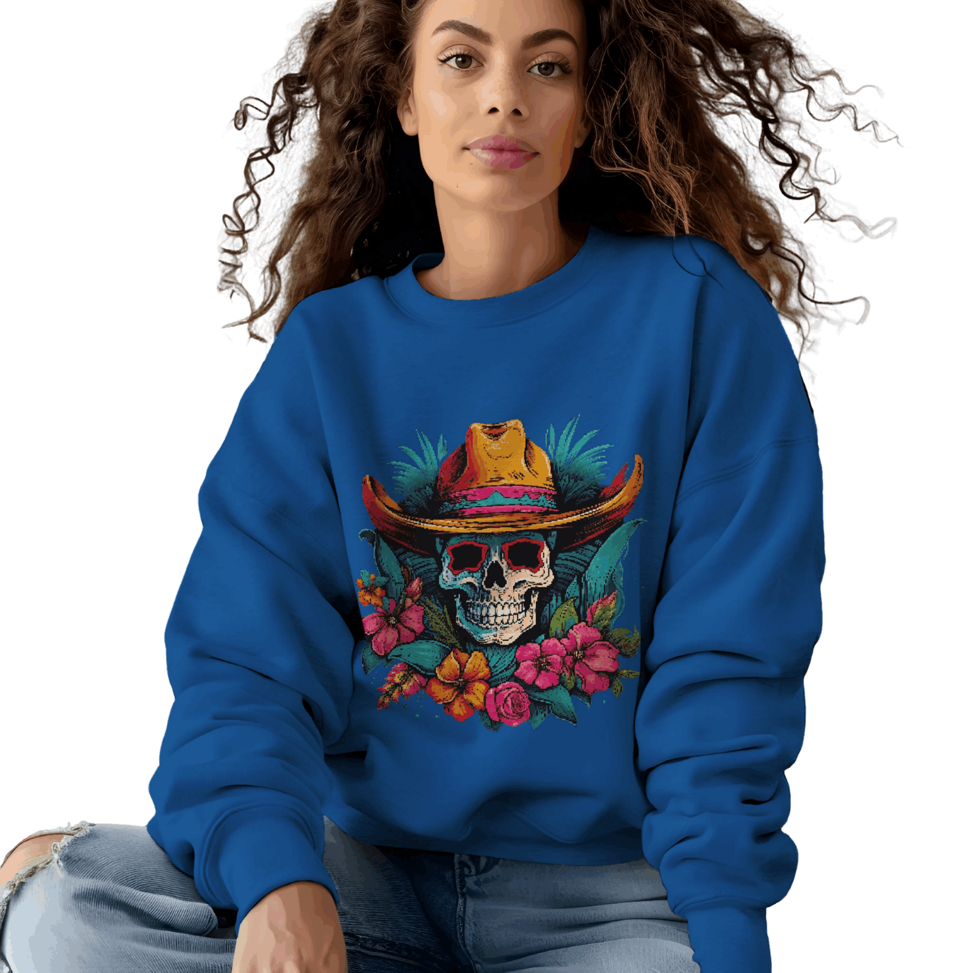 Tropical Cowboy Skull Sweatshirt: Bold and Unique Western Flair