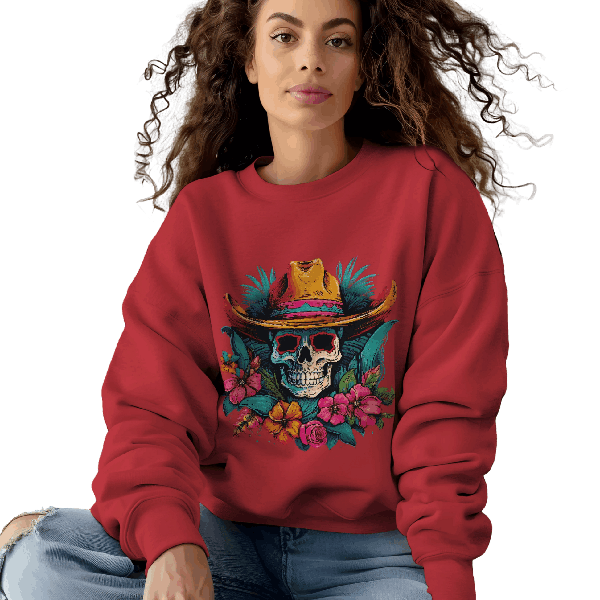 Tropical Cowboy Skull Sweatshirt: Bold and Unique Western Flair