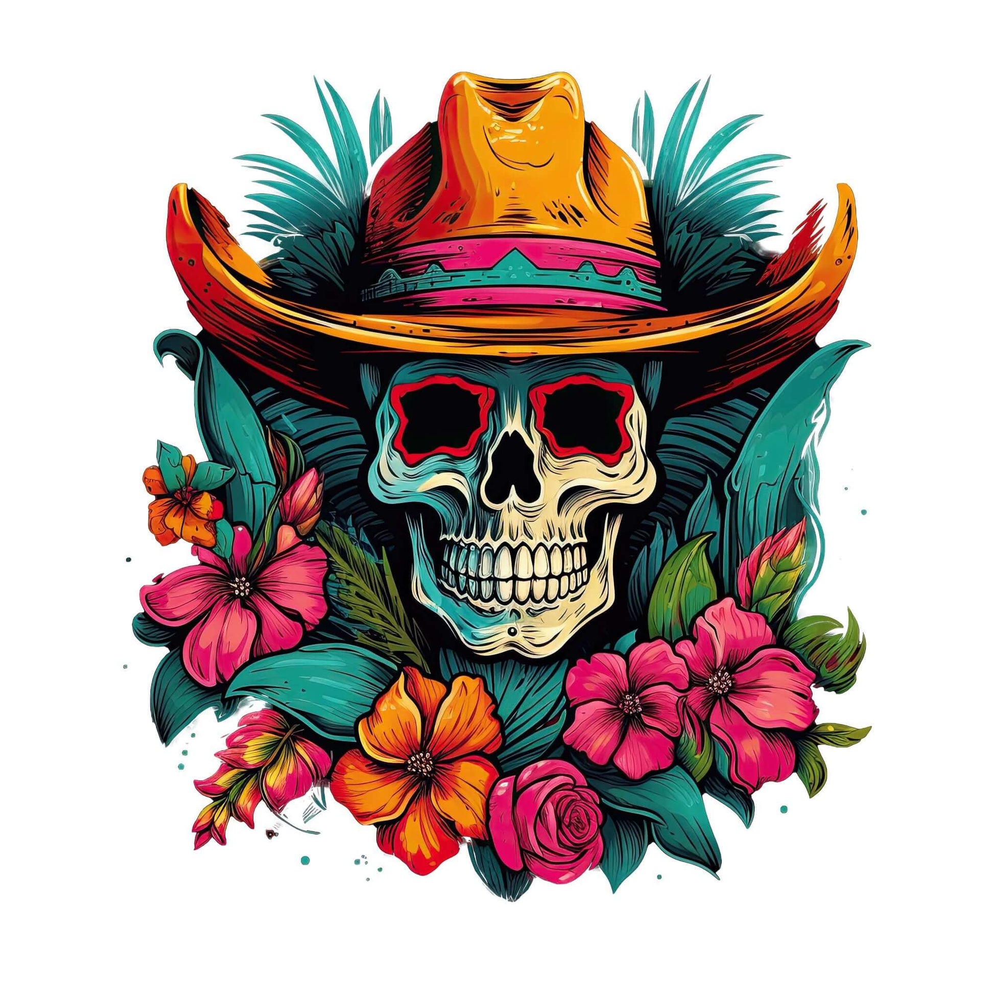 Tropical Cowboy Skull T-Shirt for Bold Style and Unique Statements