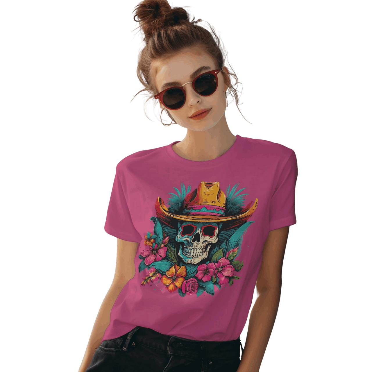 Tropical Cowboy Skull T-Shirt for Bold Style and Unique Statements