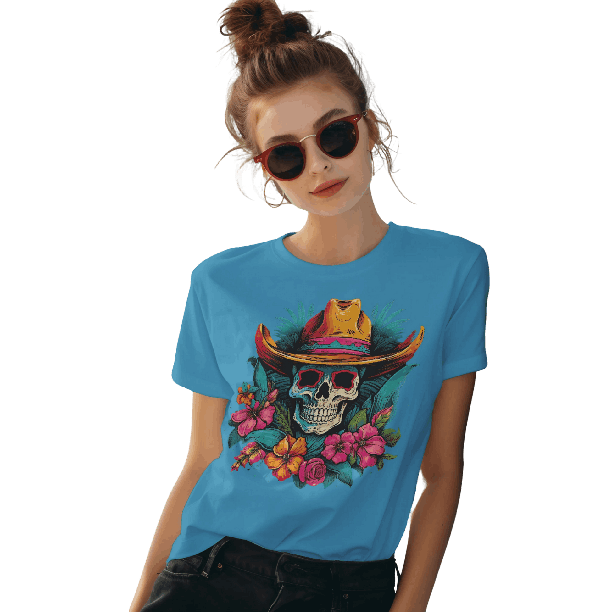 Tropical Cowboy Skull T-Shirt for Bold Style and Unique Statements