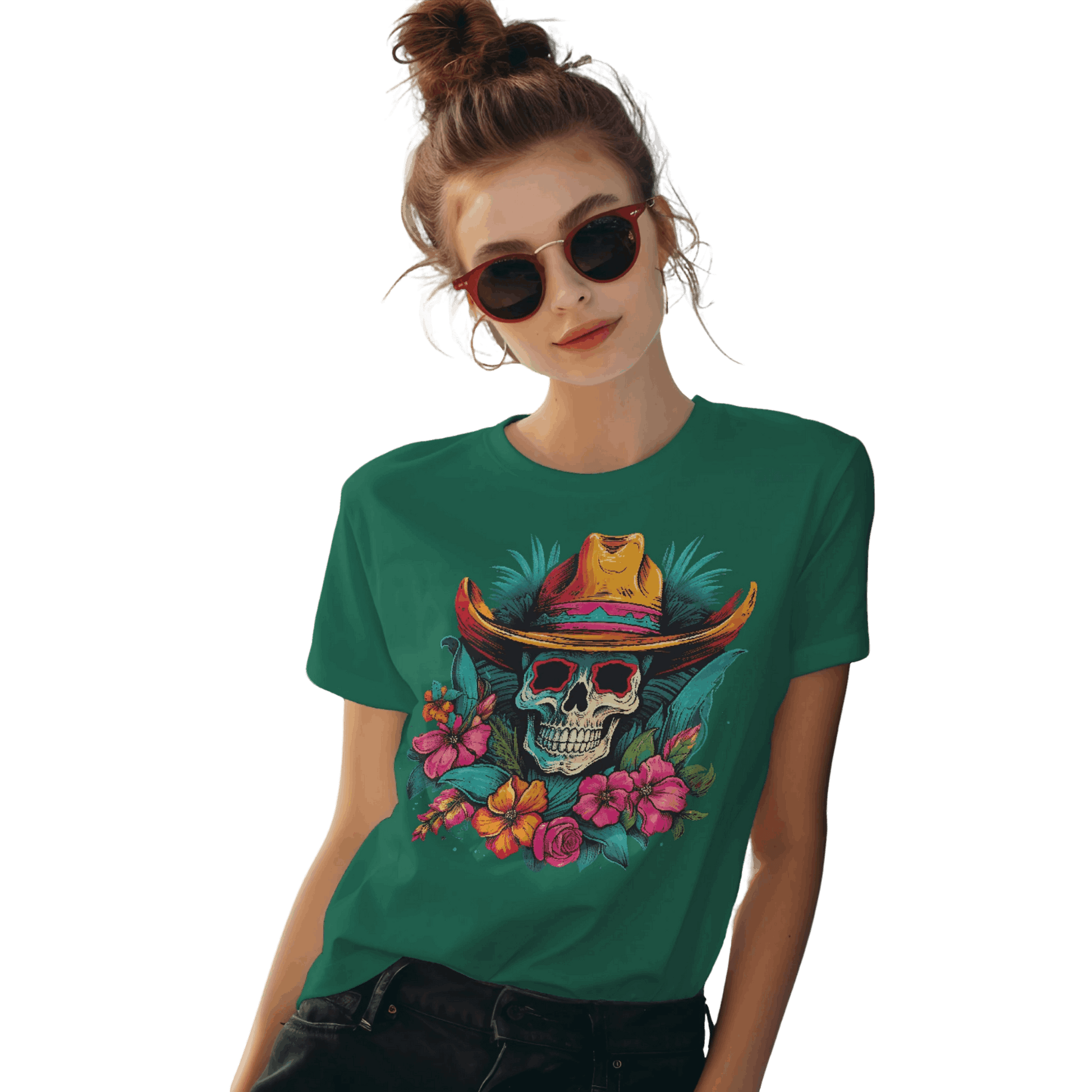 Tropical Cowboy Skull T-Shirt for Bold Style and Unique Statements