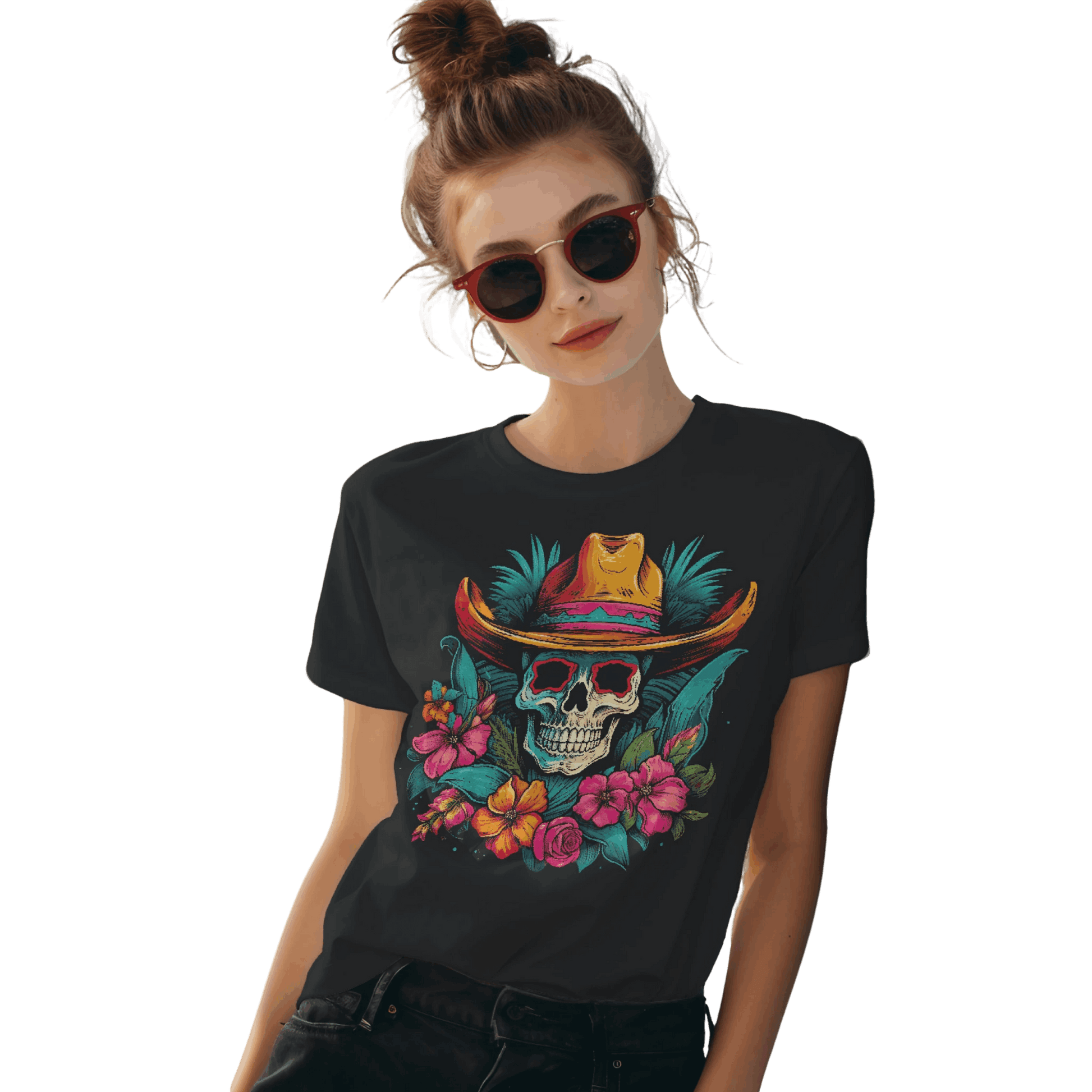 Tropical Cowboy Skull T-Shirt for Bold Style and Unique Statements