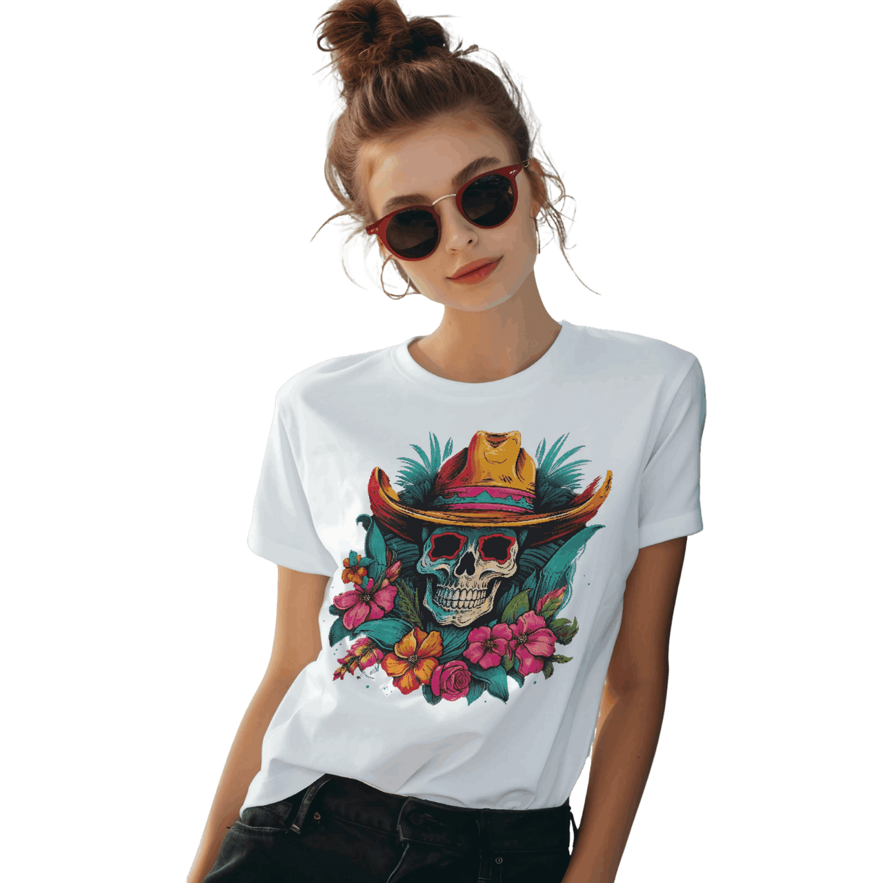 Tropical Cowboy Skull T-Shirt for Bold Style and Unique Statements