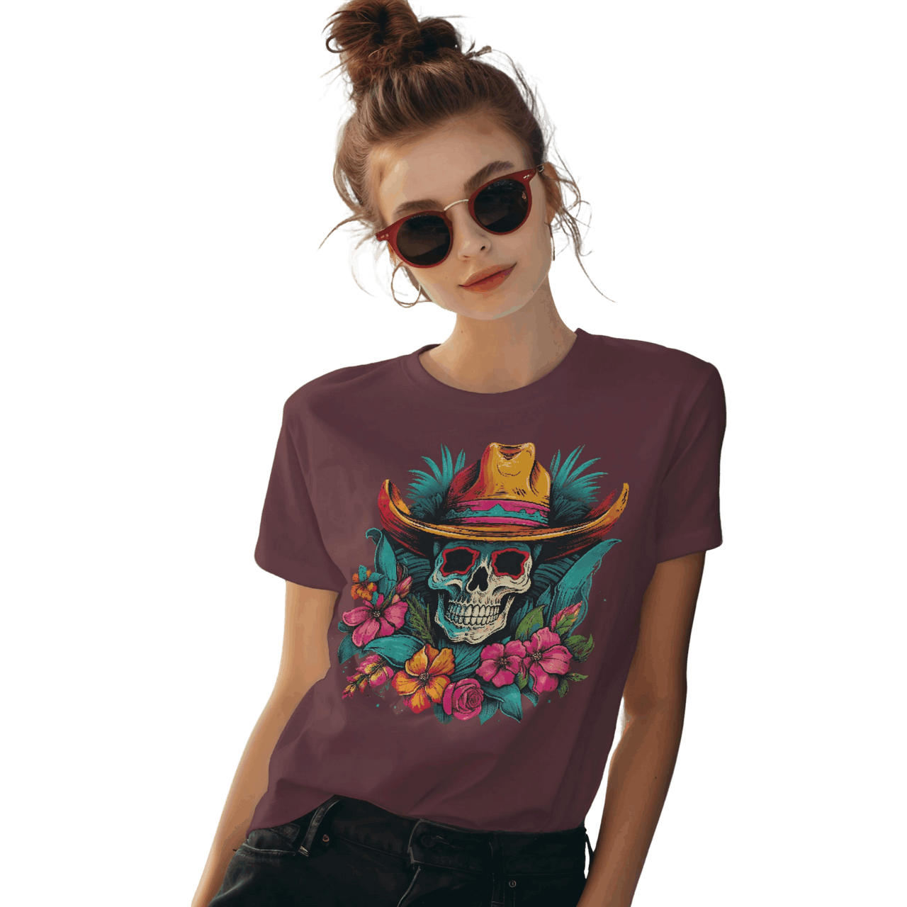 Tropical Cowboy Skull T-Shirt for Bold Style and Unique Statements