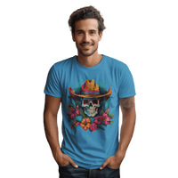 Thumbnail for Tropical Cowboy Skull T-Shirt for Bold Style and Unique Statements Aqua