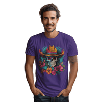 Thumbnail for Tropical Cowboy Skull T-Shirt for Bold Style and Unique Statements Team Purple