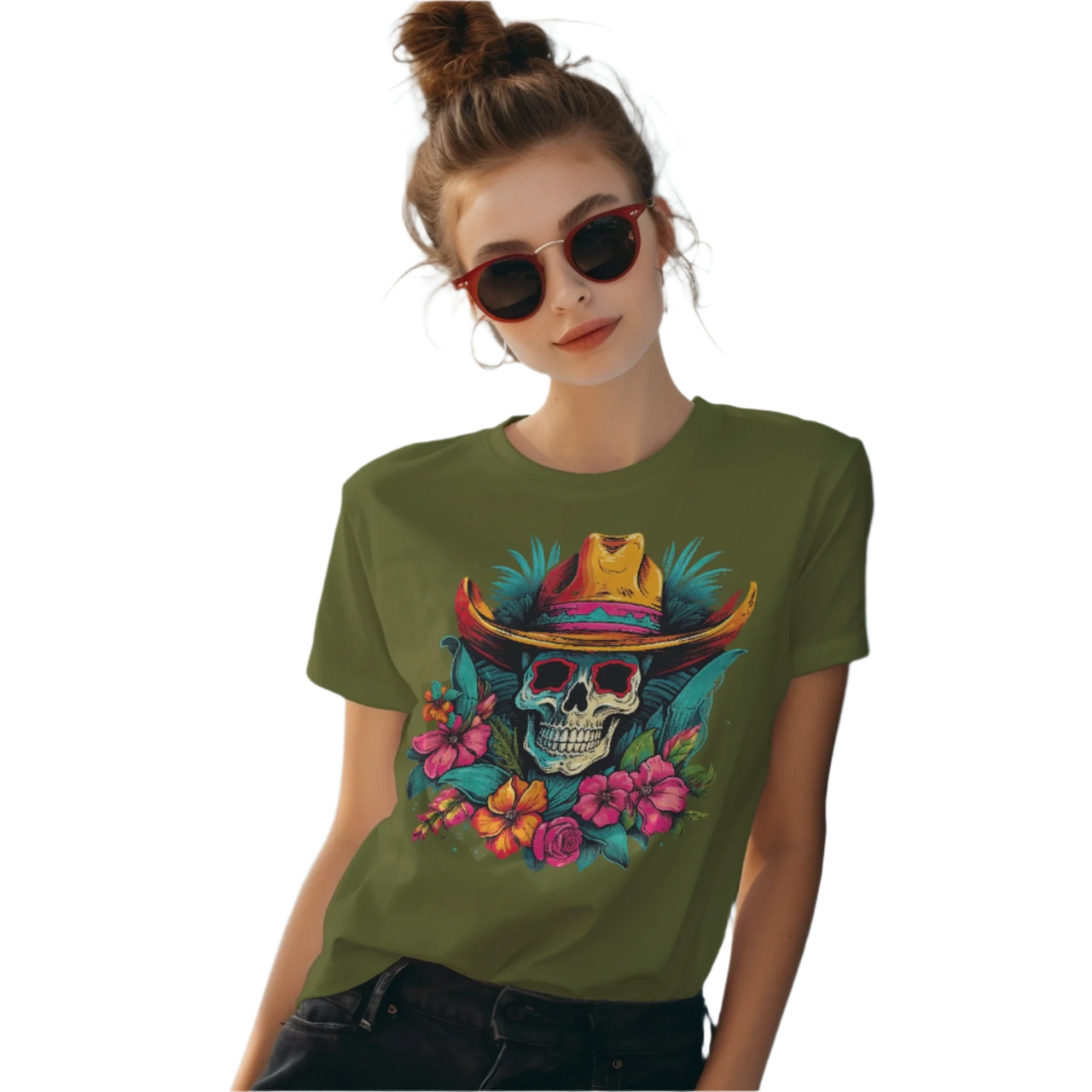 Tropical Cowboy Skull T-Shirt for Bold Style and Unique Statements