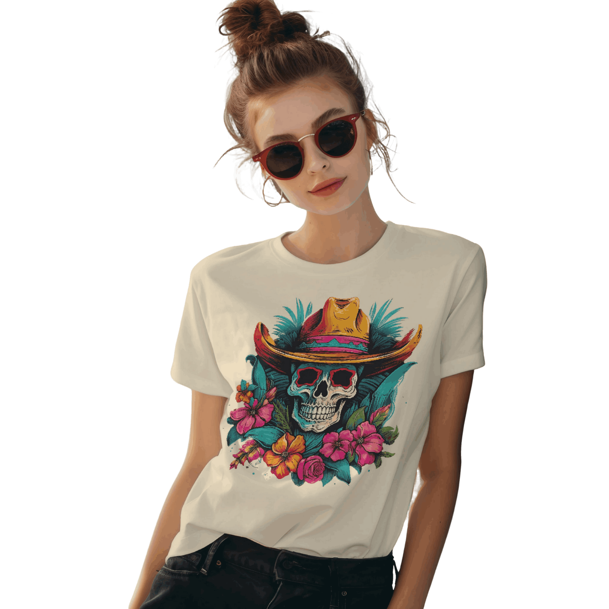 Tropical Cowboy Skull T-Shirt for Bold Style and Unique Statements