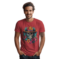 Thumbnail for Tropical Cowboy Skull T-Shirt for Bold Style and Unique Statements Red