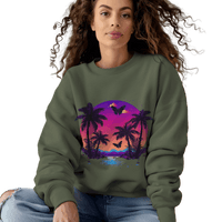 Thumbnail for Tropical Sunset Crewneck Sweatshirt for Vibrant Relaxation