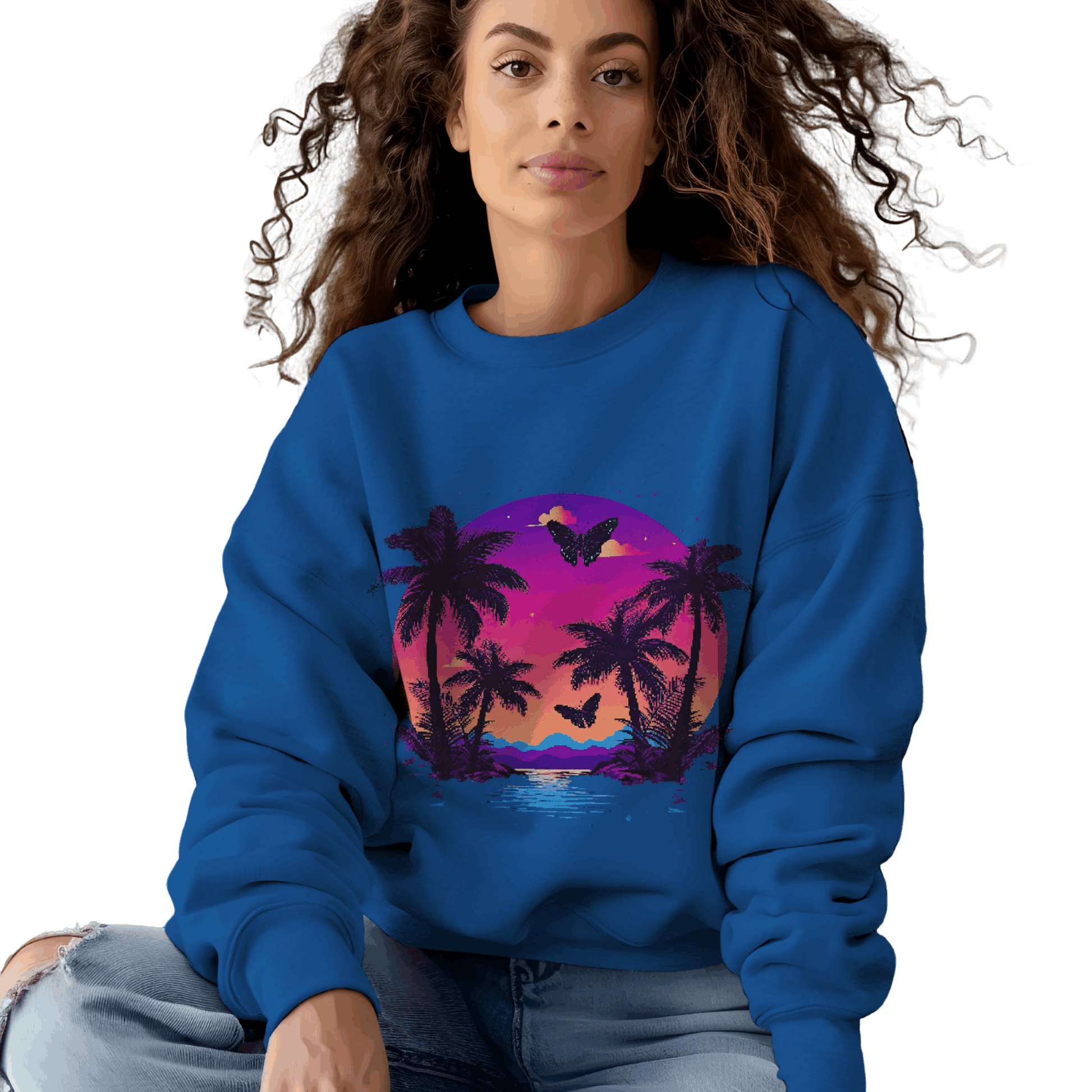 Tropical Sunset Crewneck Sweatshirt for Vibrant Relaxation