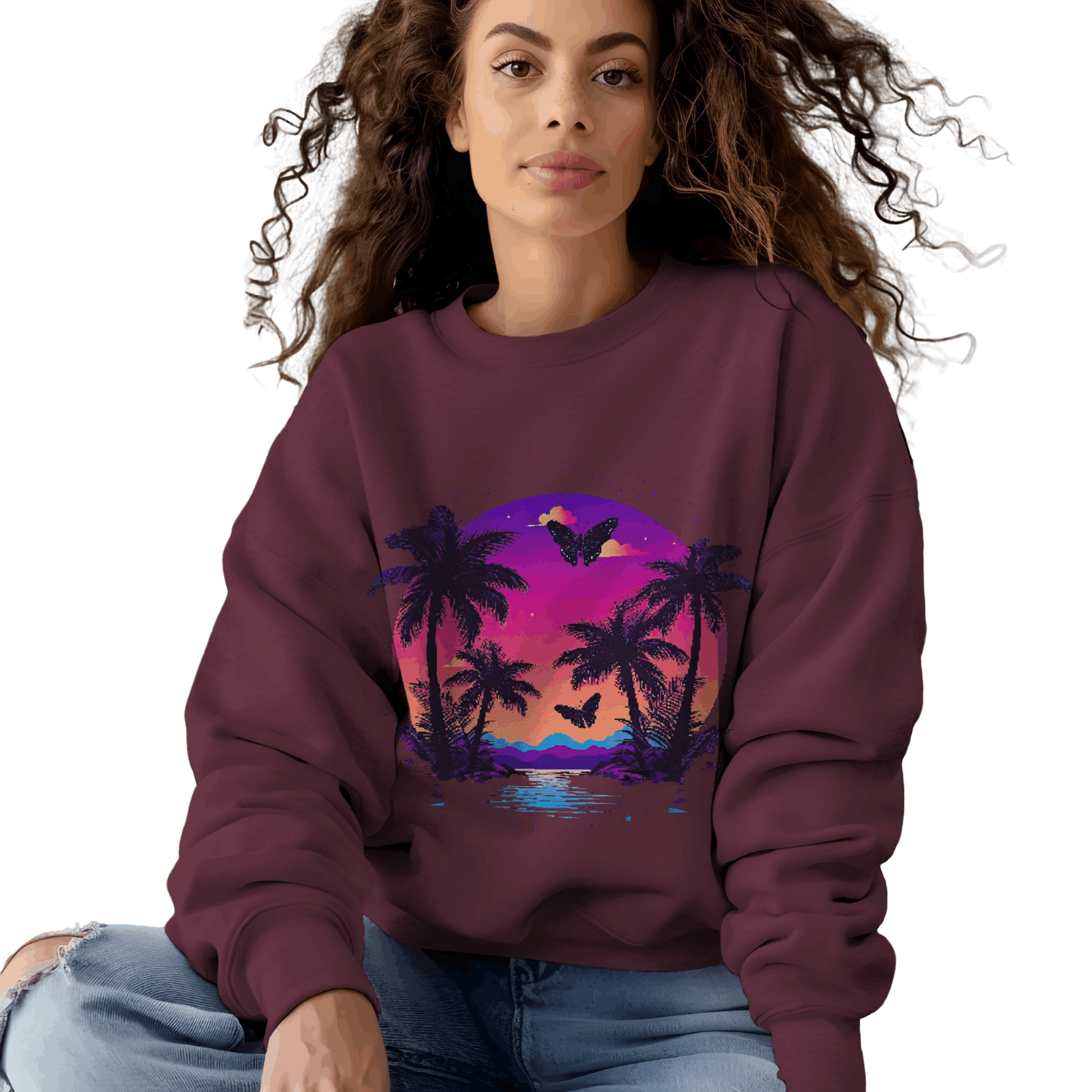 Tropical Sunset Crewneck Sweatshirt for Vibrant Relaxation