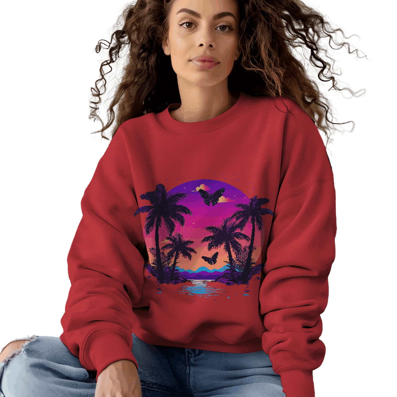 Tropical Sunset Crewneck Sweatshirt for Vibrant Relaxation