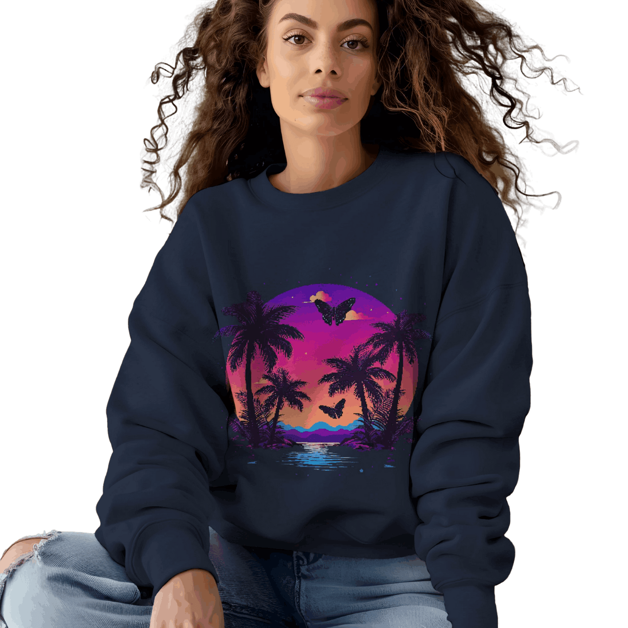 Tropical Sunset Crewneck Sweatshirt for Vibrant Relaxation