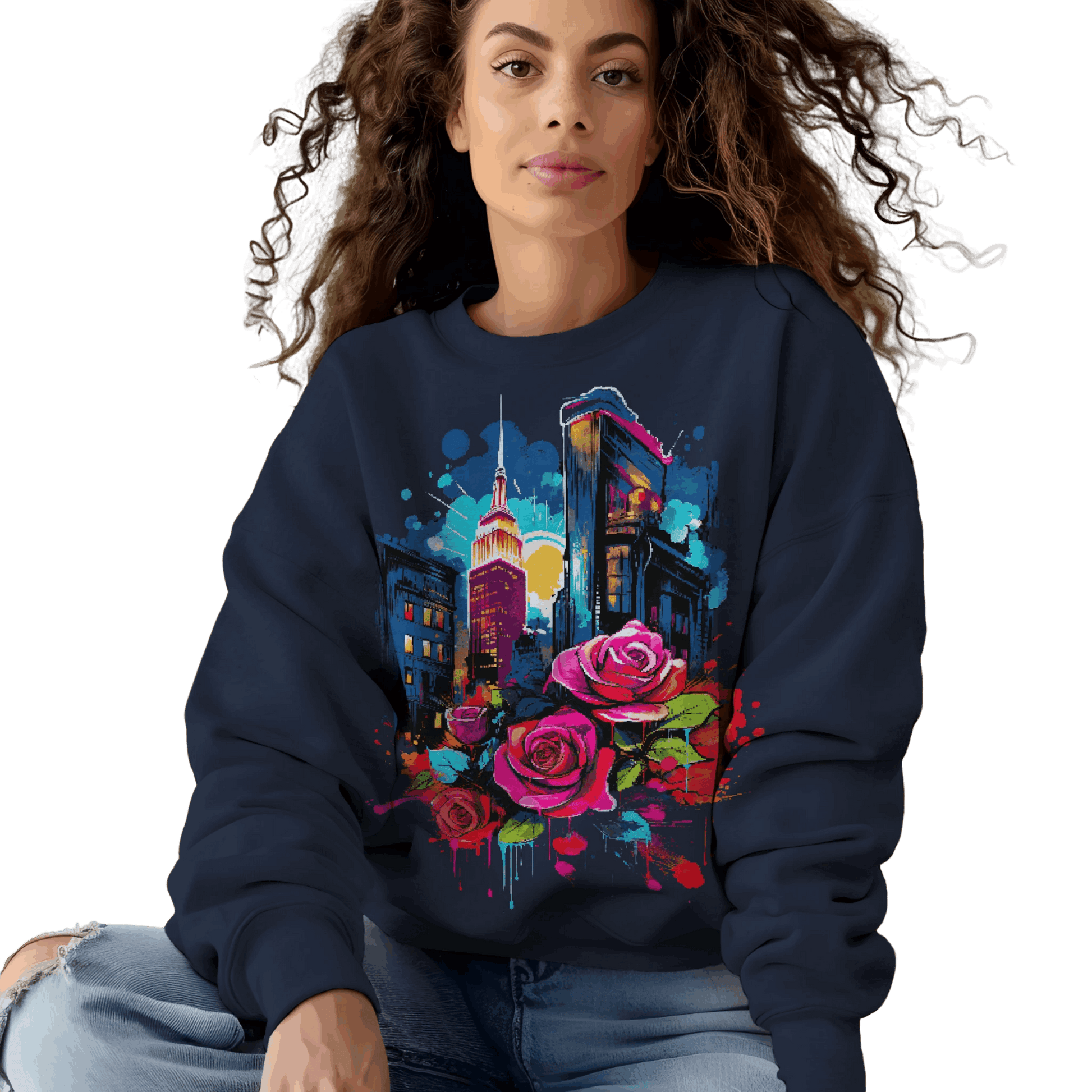 Unisex Urban Bloom Crewneck Sweatshirt for a Stylish Statement Navy