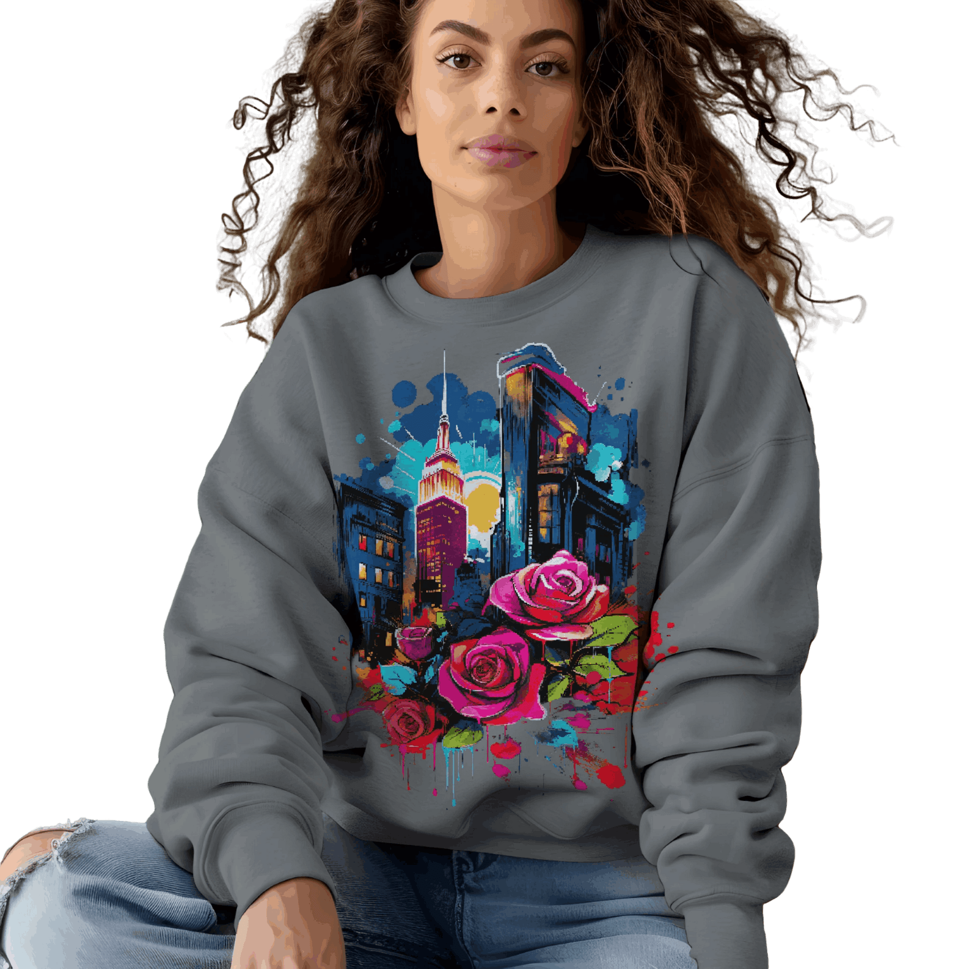 Unisex Urban Bloom Crewneck Sweatshirt for a Stylish Statement Graphite Heather