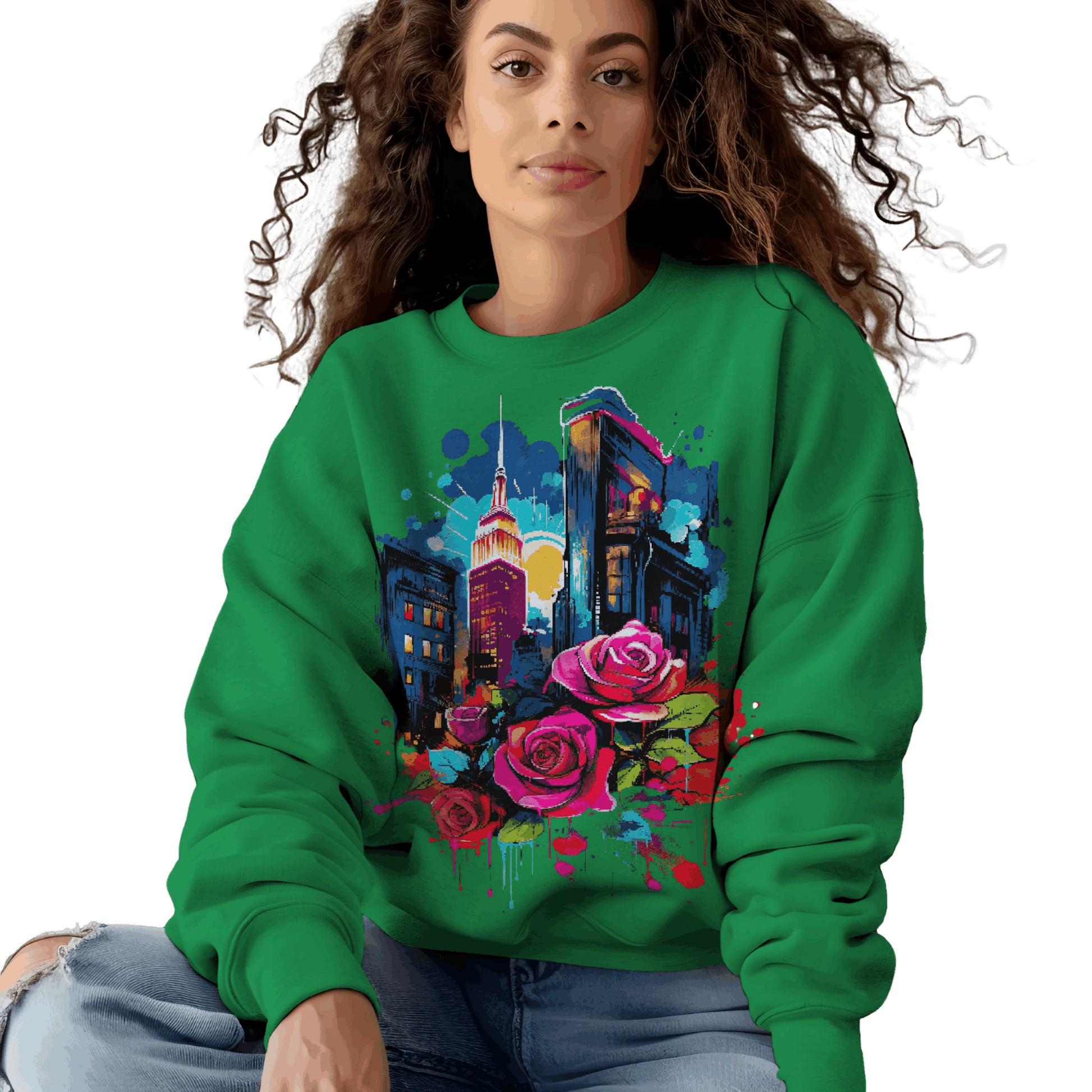 Unisex Urban Bloom Crewneck Sweatshirt for a Stylish Statement Irish Green