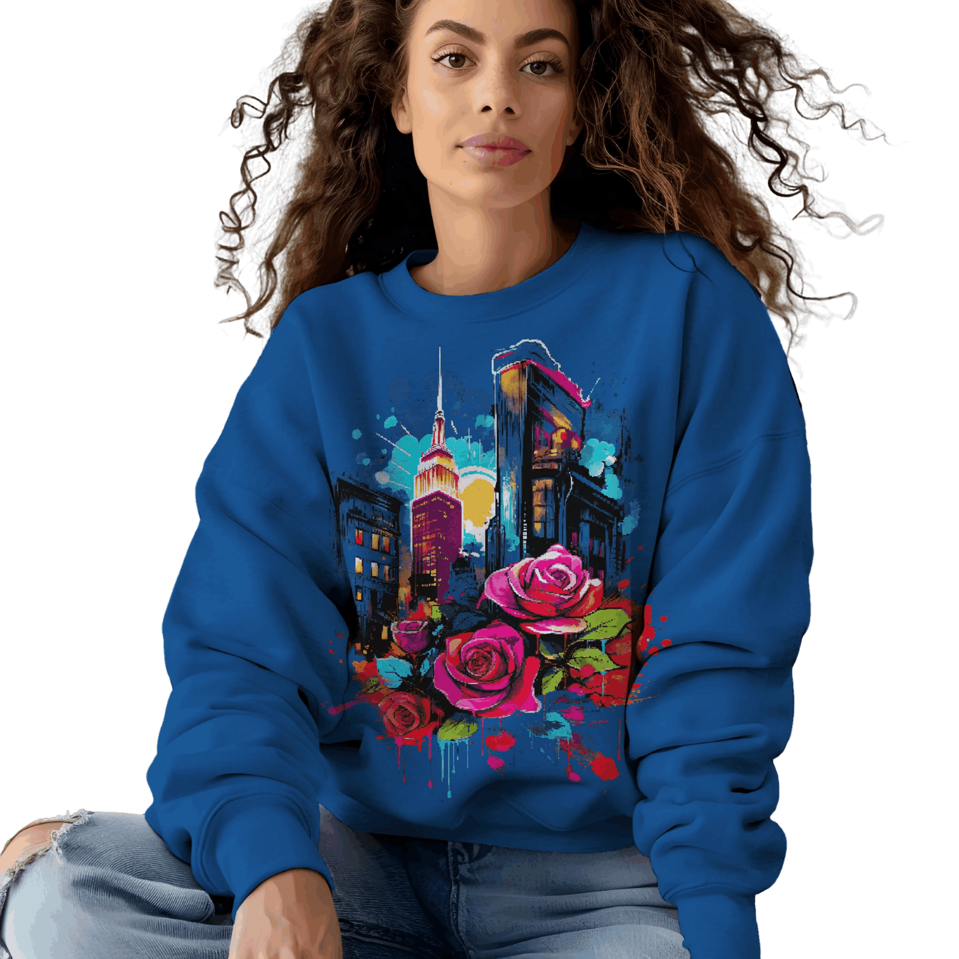 Unisex Urban Bloom Crewneck Sweatshirt for a Stylish Statement Royal