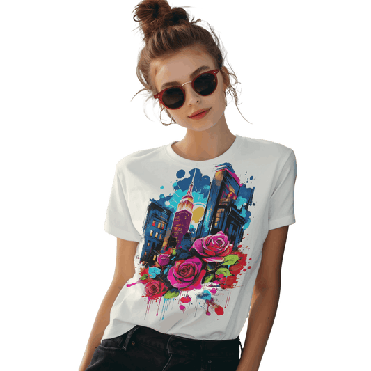 Urban Rose Unisex T-Shirt: A Wearable Work of Art White