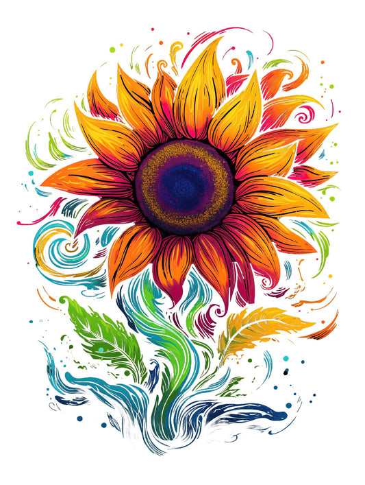 Vibrant Sunflower and Rainbow Flowers Sweatshirt for Standout Style