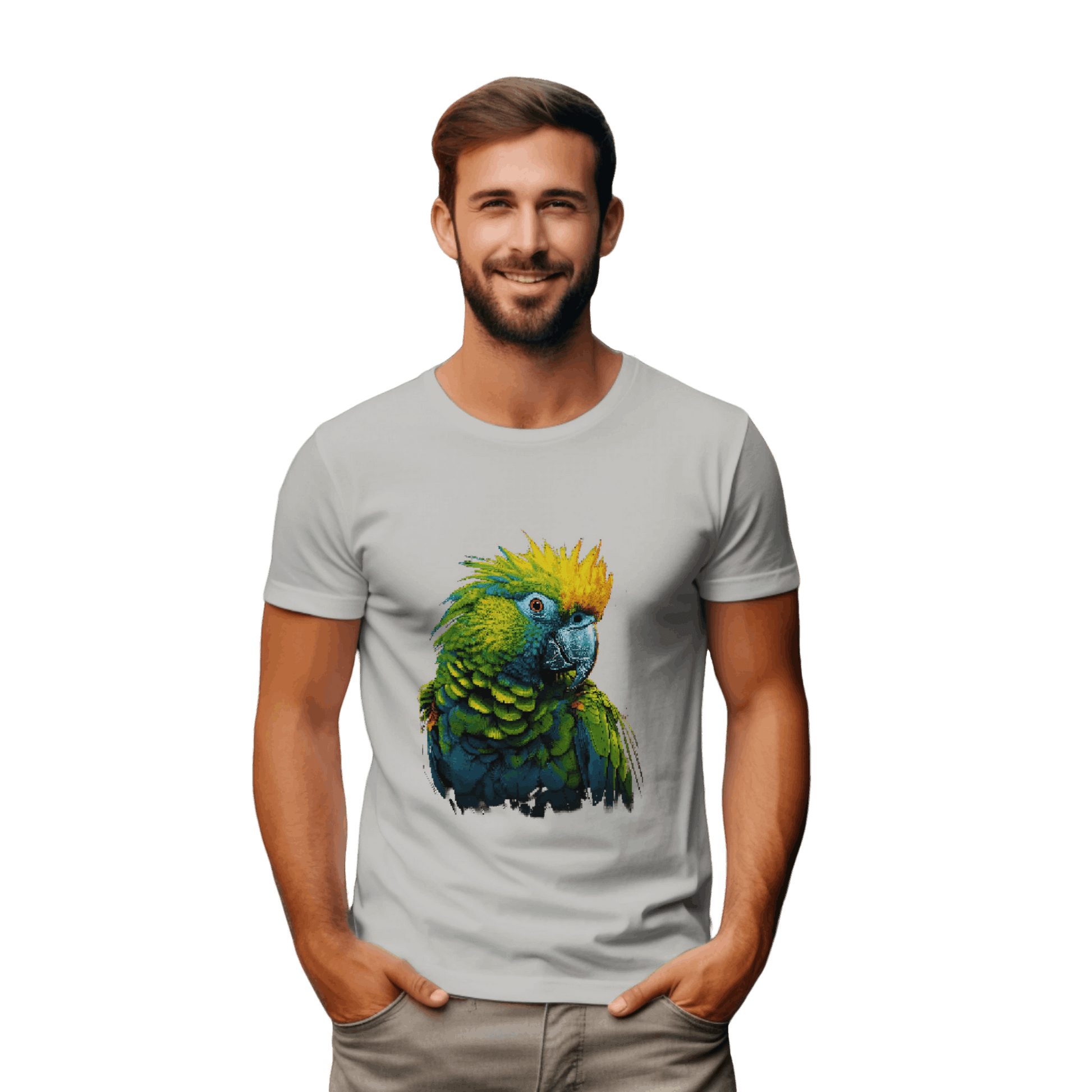 Vibrant Tropical Parrot T-Shirt: Wear a Piece of Paradise Silver