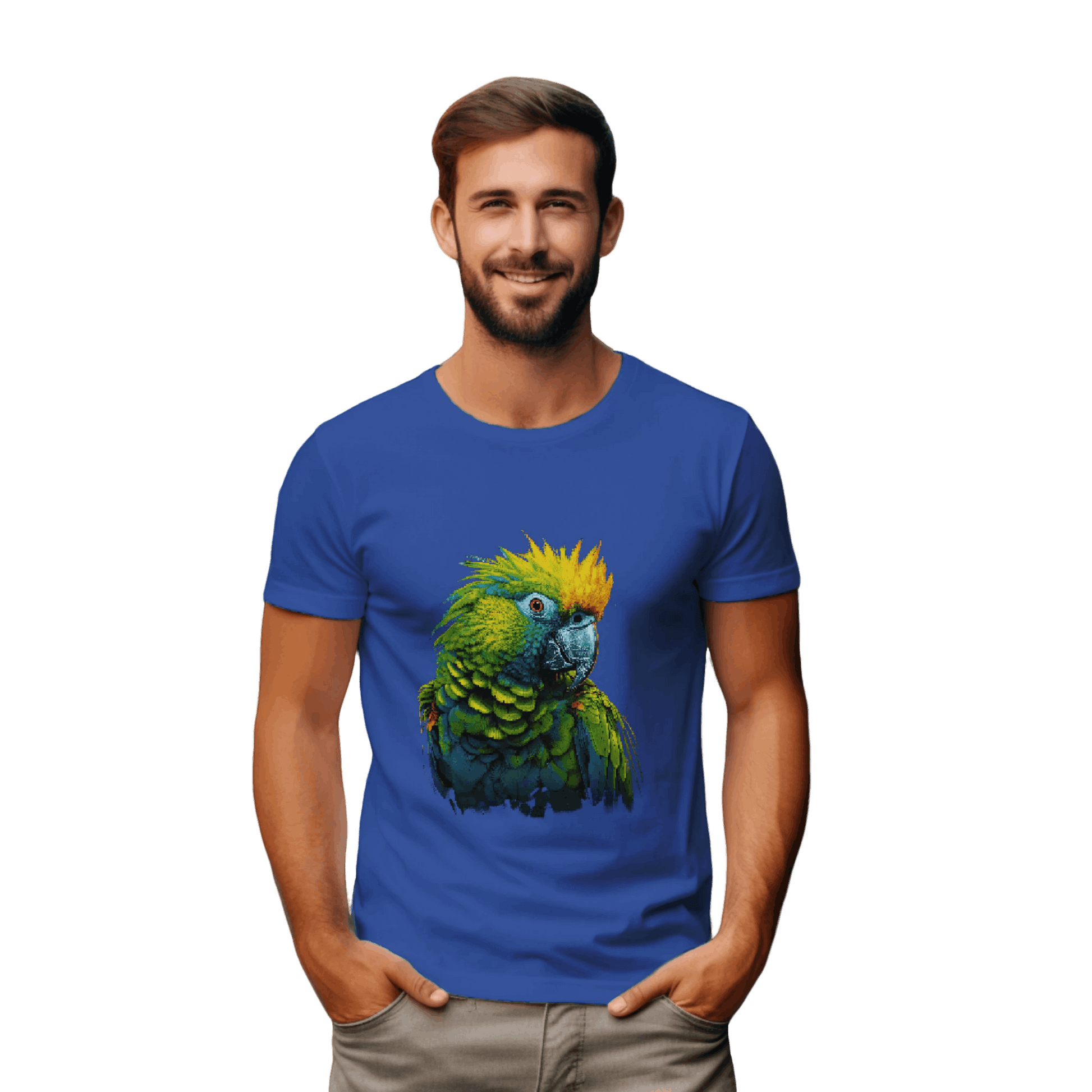 Vibrant Tropical Parrot T-Shirt: Wear a Piece of Paradise True Royal