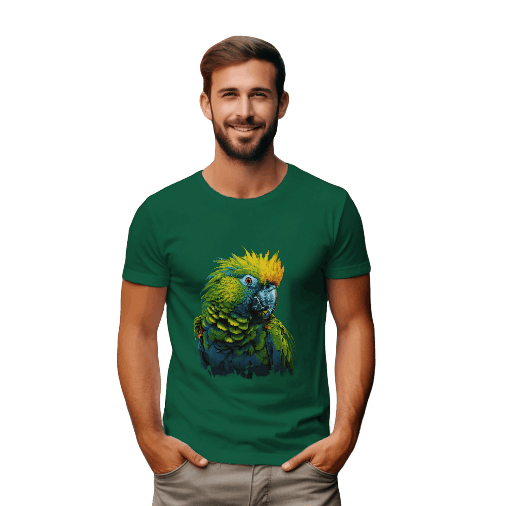 Vibrant Tropical Parrot T-Shirt: Wear a Piece of Paradise Kelly