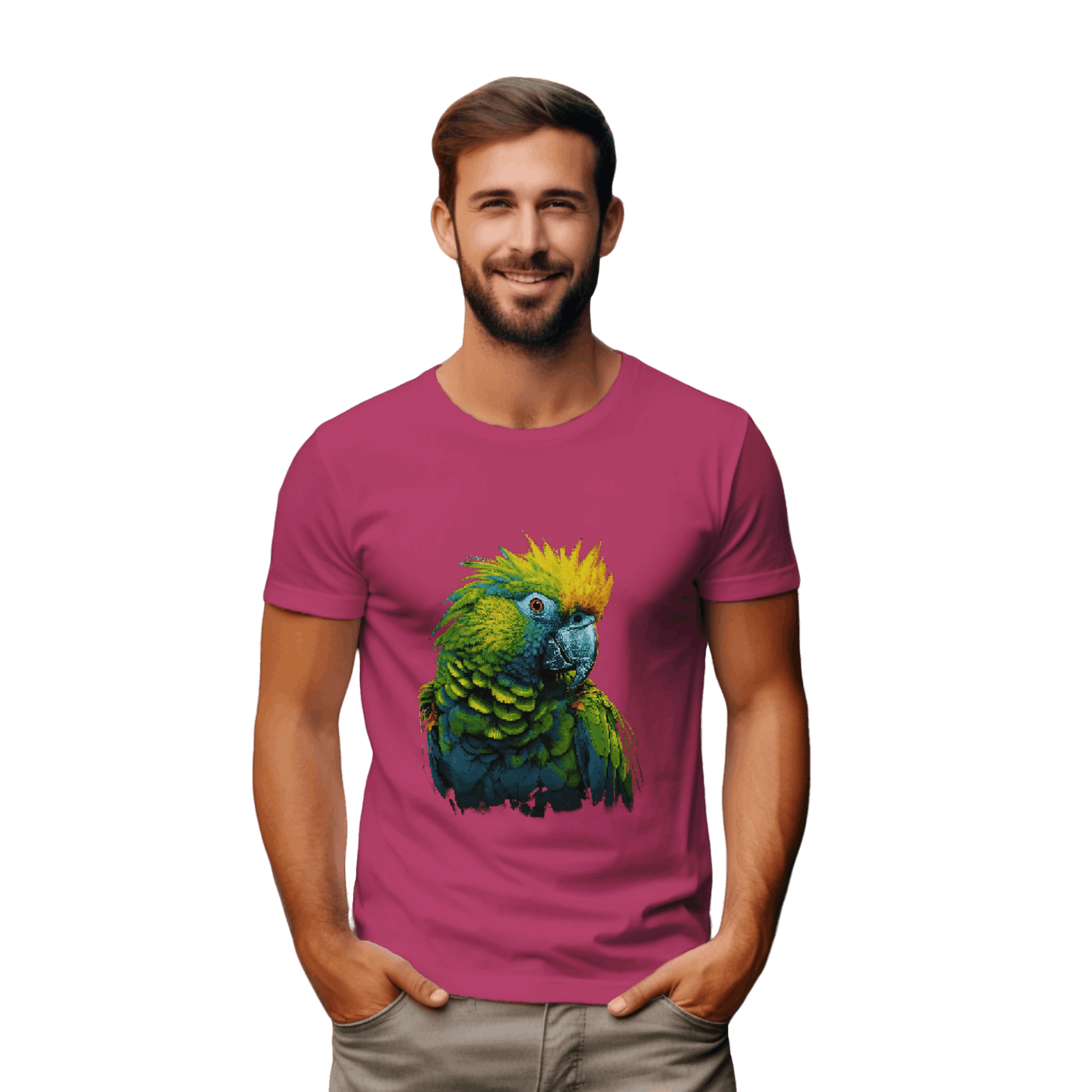 Vibrant Tropical Parrot T-Shirt: Wear a Piece of Paradise Berry