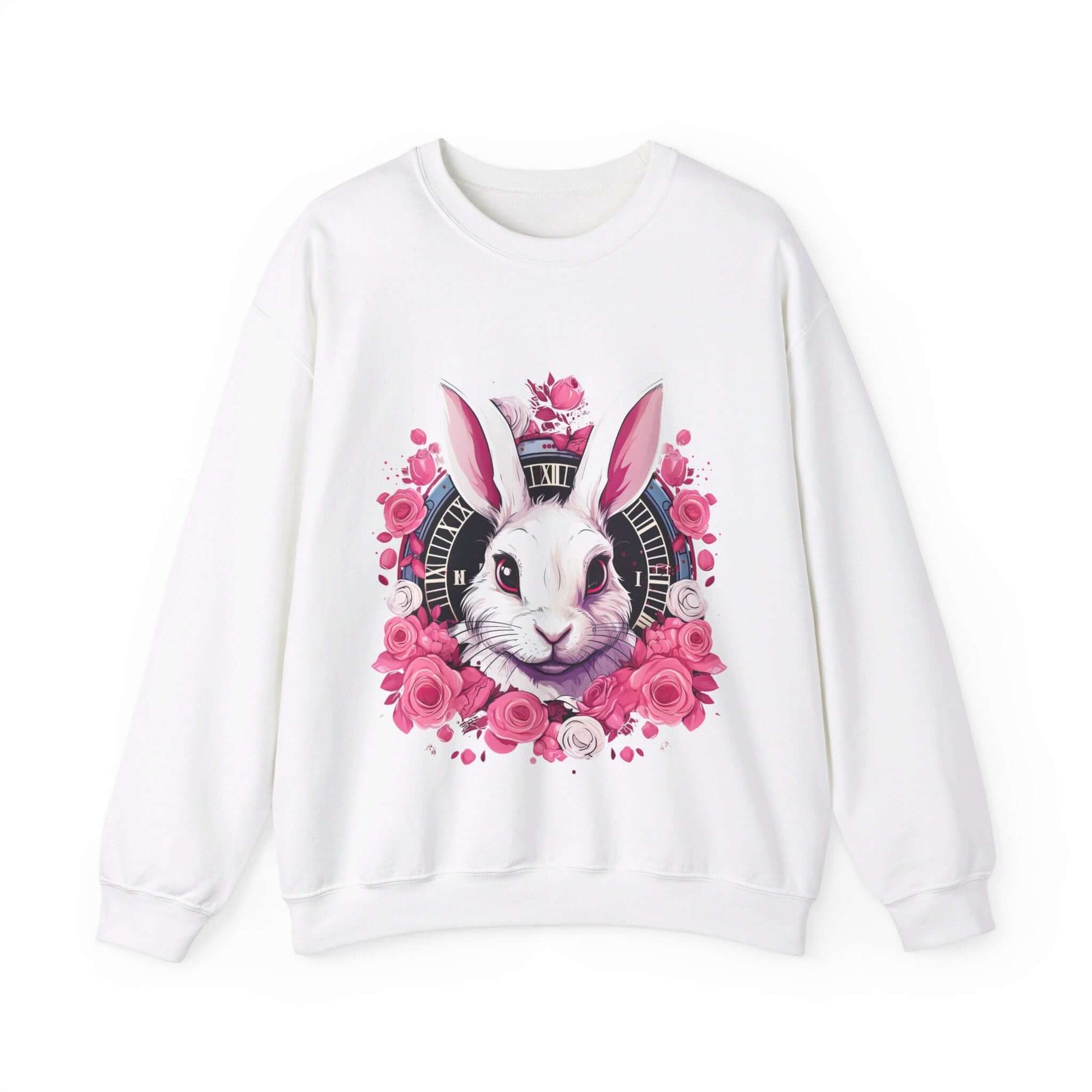 Whimsical White Rabbit Sweatshirt for Fantasy Lovers