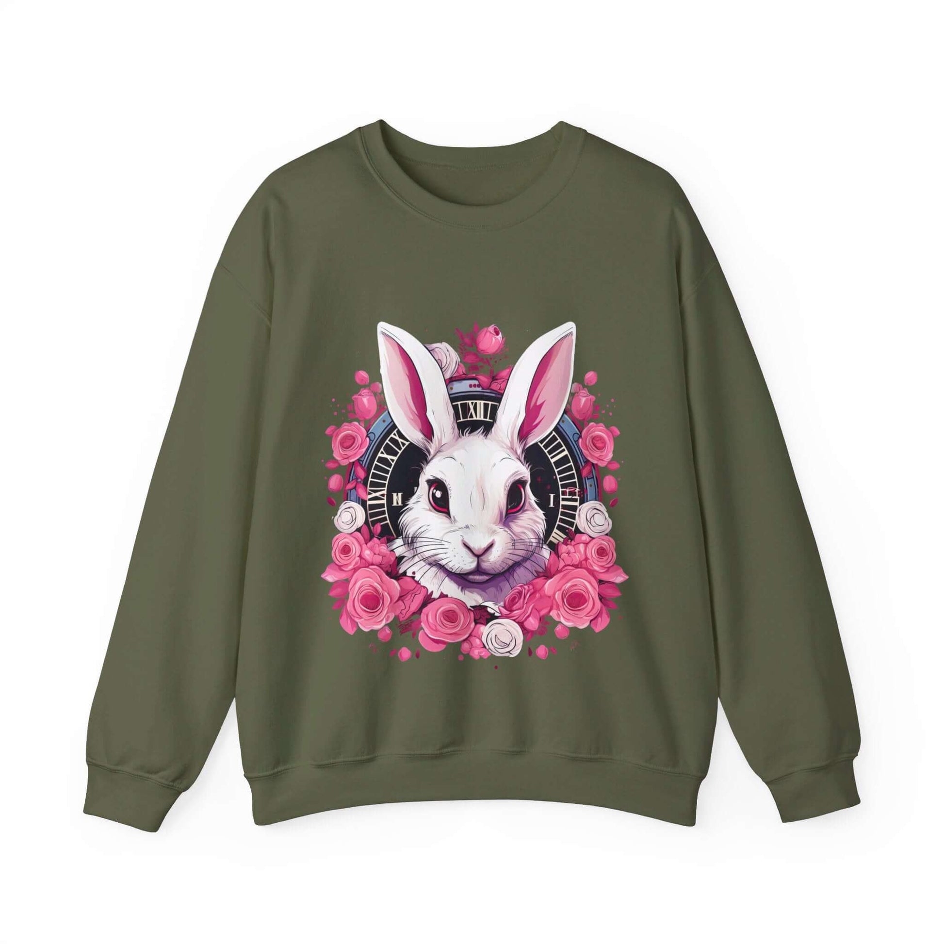 Whimsical White Rabbit Sweatshirt for Fantasy Lovers