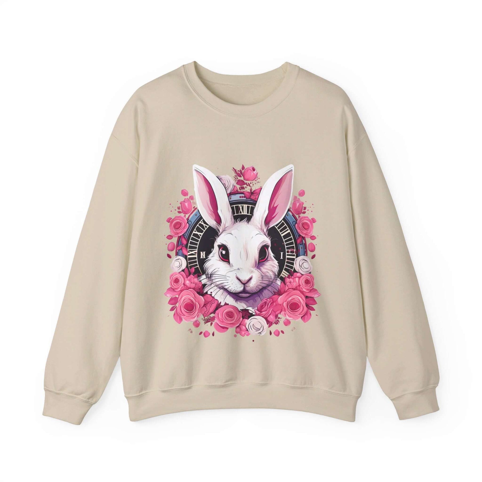 Whimsical White Rabbit Sweatshirt for Fantasy Lovers